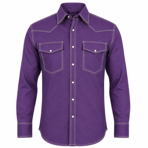 เสื้อเชิ้ตทำงานผู้ชายสีม่วง ผ้าฝ้าย สไตล์ตะวันตก FRC คุณภาพสูง ตะเข็บตัดกันอย่างดี สวมใส่สบาย ป้องกันได้ดี - Product Image 1