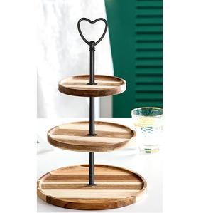 Soporte de Madera Multifuncional de Diseño Lujoso de 2 Niveles para Servir Frutas y Pasteles, Acabado Natural, Soporte Decorativo para Servir Pasteles - Product Image 4