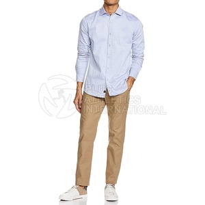 เสื้อเชิ้ตอ็อกซ์ฟอร์ดแขนสั้นทรงปกติสำหรับผู้ชาย สีฟ้าอ่อน พิมพ์ลายตามสั่ง คอกลม ผ้าฝ้าย 100% ระบายอากาศได้ดี น้ำหนัก 220 กรัม สไตล์ลำลอง - Product Image 3
