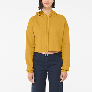 Sweat-shirt à capuche court pour femme grande taille, manches longues, couleur unie, hiver, décontracté, avec cordon de serrage, vente en gros ODM/OEM - Product Image 3