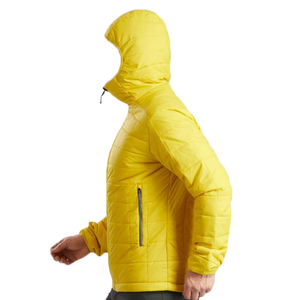 Men's Hooded Quilted <b>Jacket</b> Windproof Polyester Filling Zipper Closure Casual Style Winter Wear Regular Fit Solid <b>Yellow</b> - Product Image 4