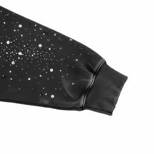 Sweat-shirt à capuche tricoté pour homme avec imprimé squelette et manches ornées de strass, éco-responsable, coupe oversize, streetwear d'hiver - Product Image 3