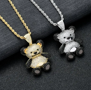 Cat and Mouse Pendant Necklace Men Hip Hop Jewelry <b>Iced</b> <b>Out</b> Cartoon Animal Charm Gold Silver Bling Cuban Link <b>Chain</b> Mens Choker - Product Image 6