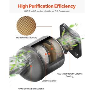 Paquete de 2 Convertidores Catalíticos de Acero Inoxidable Compatibles con Jeep Wrangler 4.0L L6 2004-2006, Reemplazo Delantero y Trasero OE 645174 - Product Image 3