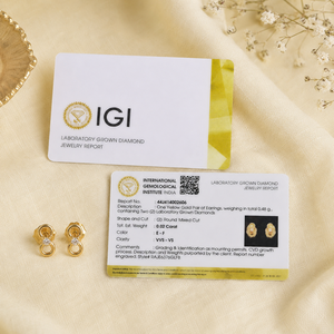 14KT Solid Yellow Gold Round Cut Lab Grown Diamond Stud <b>Earrings</b> IGI Certified <b>Infinity</b> Studs Minimalist gift Fine Jewellery - Product Image 6