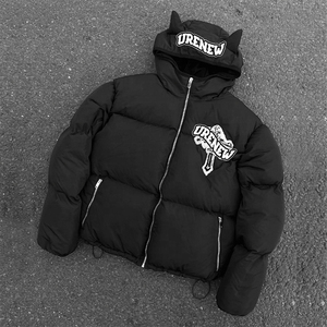 2026 Winter Men's High Quality Reversible <b>Waterproof</b> Puffer <b>Jacket</b> Fashion Design Custom Chenille Embroidery Cowhorn Logo <b>Parka</b> - Product Image 1