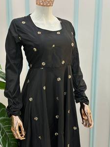 "Women Anarkali Gown Suit Black <b>Sequin</b> Butta Work Long <b>Flared</b> Kurti with Pants and Pearl Dupatta Heavy Indian Pakistani Party We - Product Image 2