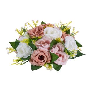 10 pezzi sfera di Rose artificiali di diametro 9.5 pollici rosa bianco centrotavola da tavolo nuziale decorazione per la casa palla fiore - Product Image 1