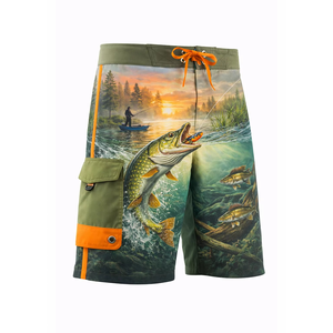 Shorts de sport décontractés pour hommes, personnalisés, haute qualité, les plus vendus, extensibles dans les 4 sens, pour la pêche et le surf, avec taille élastique unie - Product Image 3