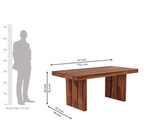 Table à manger en bois massif 6 places, finition miel, ensemble avec chaises, mobilier de salle à manger moderne en bois pour la maison, l'hôtel, le restaurant - Product Image 5