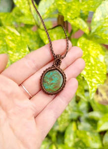 Collier en macramé fait main, cordon marron, pendentif turquoise, style bohème, réglable, bijoux en cristal de guérison, vente en gros - Product Image 3