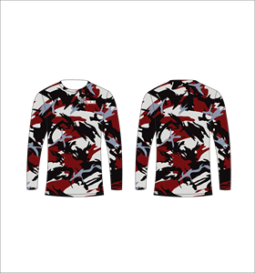 Camiseta Deportiva Personalizada de Manga Larga con Camuflaje Borgoña, Absorbe la Humedad, Rendimiento Atlético, Entrenamiento, Top Deportivo Resistente - Product Image 1