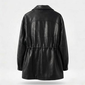 Chaqueta Larga de Piel de Oveja Tejida para Mujer, con Múltiples Bolsillos, Cintura Ajustable, Estilo Utilitario, para Otoño e Invierno, Casual - Product Image 5