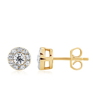 Pendientes de Diamantes Moon Bling para Mujer, Oro Amarillo, Corte Brillante Redondo, Clásicos para Uso Diario - Product Image 2