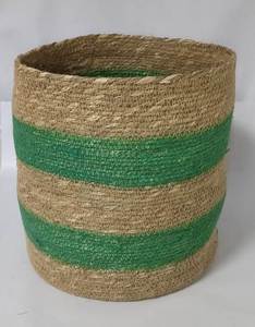 Soldes Exceptionnelles : Panier Rond en Jonc de Mer Naturel Tressé avec Couvercle, Fait Main, Organisateur de Rangement pour Linge, Jouets et Accessoires Domestiques - Product Image 4