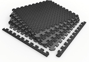 Tapis de sol emboîtables en EVA noir antidérapants pour salle de sport - Product Image 2