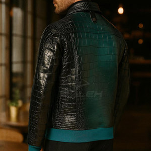 Stylish Genuine <b>Leather</b> Outerwear With Decorative Raised Pattern And Smooth Lining For Daily Wear Embossed <b>Leather</b> <b>Jacket</b> - Product Image 2