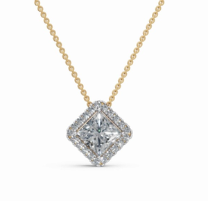 Collier pendentif en diamant ovale de 0,928 carat cultivé en laboratoire, or rose 9K 14K 18K, bijoux, cadeau d'anniversaire - Product Image 1