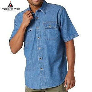 เสื้อเชิ้ตยีนส์ผู้ชายราคาโรงงาน คุณภาพสูง สีน้ำเงิน สไตล์ลำลอง สำหรับผู้ชาย สั่งซื้อจำนวนมาก ขายส่งจากผู้ผลิต - Product Image 1