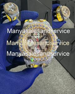 นาฬิกาข้อมือสแตนเลสประดับเพชรโมอิสซาไนต์สีขาว กระจกคริสตัล กันน้ำ 10 บาร์ เหมาะสำหรับโอกาสพิเศษ ของขวัญสำหรับเขา ใส่ได้ทุกวัน - Product Image 2