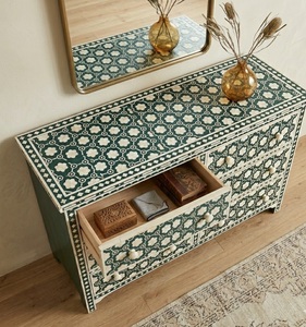 Handmade Bone Inlay Solid Wood <b>Dining</b> Sideboard Chest of Drawers Carved <b>Storage</b> <b>Cabinet</b> Modern Luxury Living <b>Room</b> Buffet - Product Image 4