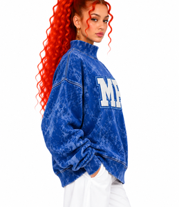 Sweat-shirt surdimensionné à col montant pour femme OEM, en molleton de coton épais, lavage personnalisé, style streetwear hiver - Product Image 5