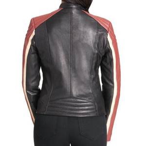 Chaquetas de mujer RTS con logo personalizado en negro, rojo y blanco, chaqueta clásica de invierno, abrigos de cuero genuino, chaqueta bomber Highstreet - Product Image 3