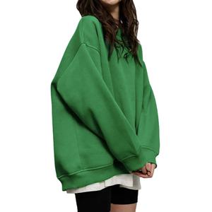 Sudaderas y sudaderas de algodón de talla grande para mujer con mangas largas Logotipo de gran tamaño Impreso Liso teñido para invierno y primavera - Product Image 1