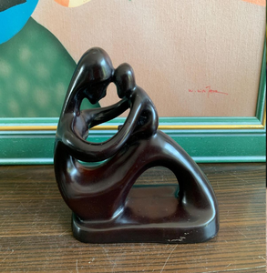 Elegant light green soapstone <b>flower</b> carving mounted on a white rectangular marble base, available at wholesale prices. - Product Image 3