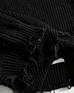 Pull tricoté pour homme Y2K gothique à motif croix, effet usé, ourlet déchiré, coupe ample côtelée – Meilleure vente - Product Image 3