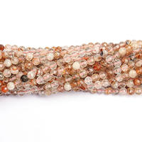 Perles en vrac de quartz rutilé rouge naturel taillé et facetté, superbes, vente en gros, pour la fabrication de bijoux DIY