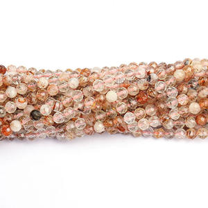 Wholesale Hot Selling Stunning Natural Cut Faceted <b>Red</b> Copper Rutilated Quartz Stone <b>Beads</b> Loose for DIY Jewelry Making - Product Image 2