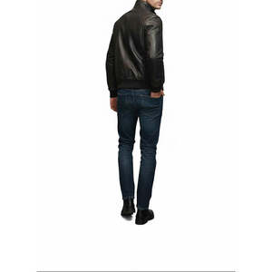 Chaqueta de cuero para hombre Leathertex HST, estilo motociclista, para otoño, con cuello alto. - Product Image 1