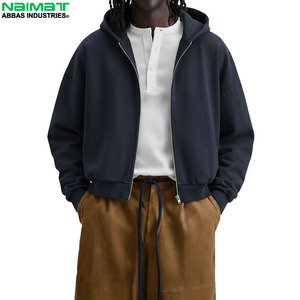 Sweat-shirt à capuche zippé intégral pour homme, en polaire épaisse et chaude, coupe ample, uni - Product Image 3