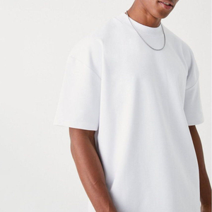High Quality Wholesale Men 100% Cotton Boxy Fit T-Shirt for Men Drop-Shoulder Cropped Hem Print Vintage T Shirts - Product Image 2