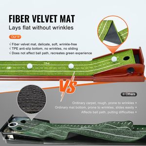 Tapis de putting de golf d'intérieur avec retour automatique de balle et 1 trou, aide à l'entraînement anti-plis, accessoire de mini-golf, filet de golf - Product Image 1