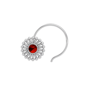 Pendiente de Nariz con Engaste de Granate Redondo en Plata de Ley 925, Estilo Indio, para Mujeres y Niñas - Product Image 3