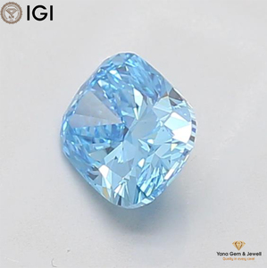 Diamant de laboratoire CVD, taille coussin, 1,00 carat, avec certificat IGI, couleur bleu vif fantaisie, clarté VS1, idéal pour un cadeau de fiançailles. - Product Image 3