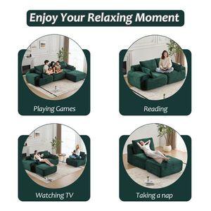 Modern Cloud Modular Sectional Sofa Large Memory Foam Compressed Couch for Living Room Pet Friendly Corduroy Fabric - Product Image 6