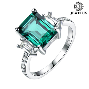 Jewelux Women's 925 <b>Silver</b> Rhodium Plated Morganite Engagement <b>Ring</b> With <b>Emerald</b> Cut Prong Setting Classic Style - Product Image 5