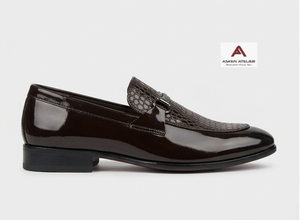 <b>Men's</b> <b>Patent</b> Loafers for Embossed Pattern Pointed Toe Slip-On Dress <b>Shoes</b> Anti-Slip Breathable Elegant Buckle Decoration - Product Image 3