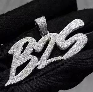 Pendentif plaqué argent sterling 925 avec moissanite véritable de 3,10 carats, lettre personnalisée, breloque diamant pour pendentifs raffinés - Product Image 2