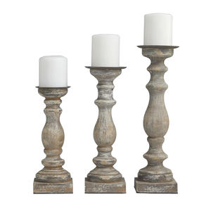 Ensemble de 3 bougeoirs artisanaux en bois de manguier de qualité supérieure pour la décoration de la maison et de la fête Bougeoir en bois rustique - Product Image 6