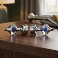 Embouts de tringle à rideaux en cristal style moderne glamour avec base chromée