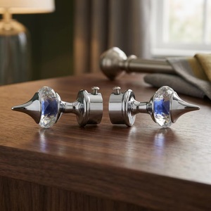 Modern Glam Crystal Finials with Chrome Base for <b>Curtain</b> Rods - Product Image 3