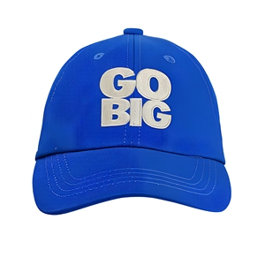 Casquette de baseball brodée Go Big bleue à 6 panneaux unisexe décontractée - Product Image 1