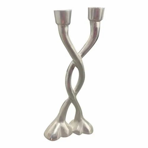 Modern Twisted Aluminum Double <b>Candle</b> Holder Decorative Silver Handmade Birthday <b>Candle</b> Stand for Home & Table Decor - Product Image 4