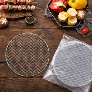 Stainless Steel Charcoal Grill Mesh & Round Grilling <b>Tray</b>-Heat Resistant for Outdoor <b>BBQ</b> - Product Image 4