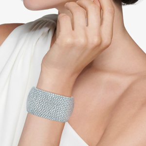 Bracelet manchette de luxe pour femme en argent 925 avec moissanite taille brillant rond, bijoux de mariage - Product Image 1