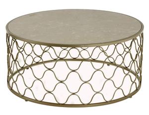 Mesa de Centro Redonda de Mármol con Base Artística de Metal Dorado, Mesa de Centro Moderna y Lujosa para Sala de Estar, Hotel o Salón - Product Image 2